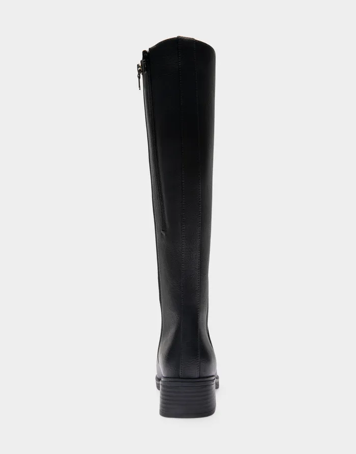 Aerosoles Tall Boots Comfortable Knee High Elastic Inset Equestrian Boot In Black Grainy Faux Leather Faux Leather 8211 Women