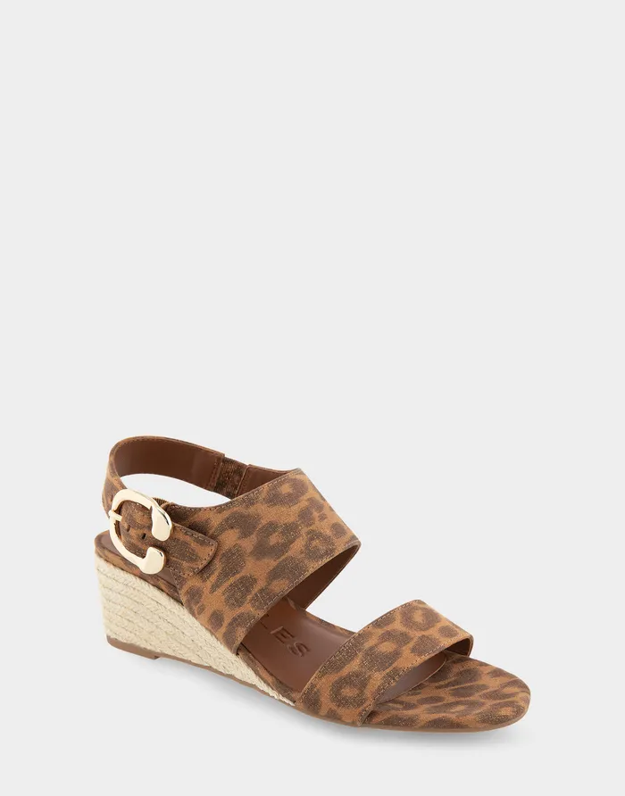 Aerosoles Wedges Comfortable Buckle Back Mid Wedge Sandal In Leopard Metallic Faux Suede Faux Suede 8211 Women Aerosoles Wedges Comfortable Buckle Back Mid Wedge Sandal In Leopard Metallic Faux Suede Faux Suede 8211 Women