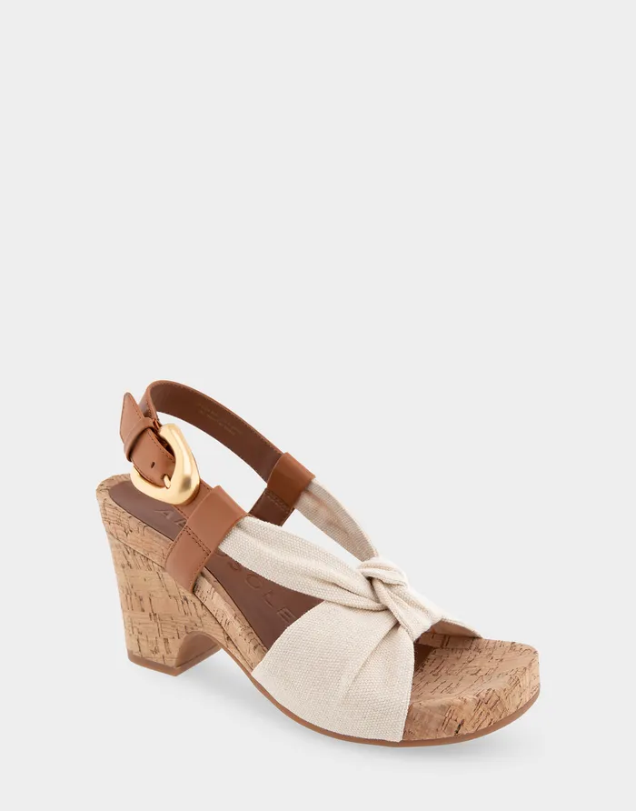 Aerosoles Wedges Comfortable Knotted Buckled Footbed Wedge Sandal In Natural Canvas Fabric Canvas Fabric 8211 Women Aerosoles Wedges Comfortable Knotted Buckled Footbed Wedge Sandal In Natural Canvas Fabric Canvas Fabric 8211 Women
