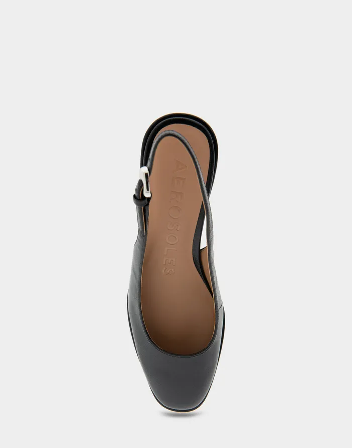 Aerosoles Wedges Comfortable Sculpted Wedge Slingback In Black Leather 8211 Women