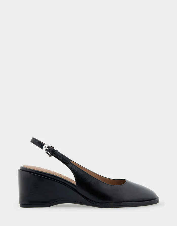 Aerosoles Wedges Comfortable Sculpted Wedge Slingback In Black Leather 8211 Women