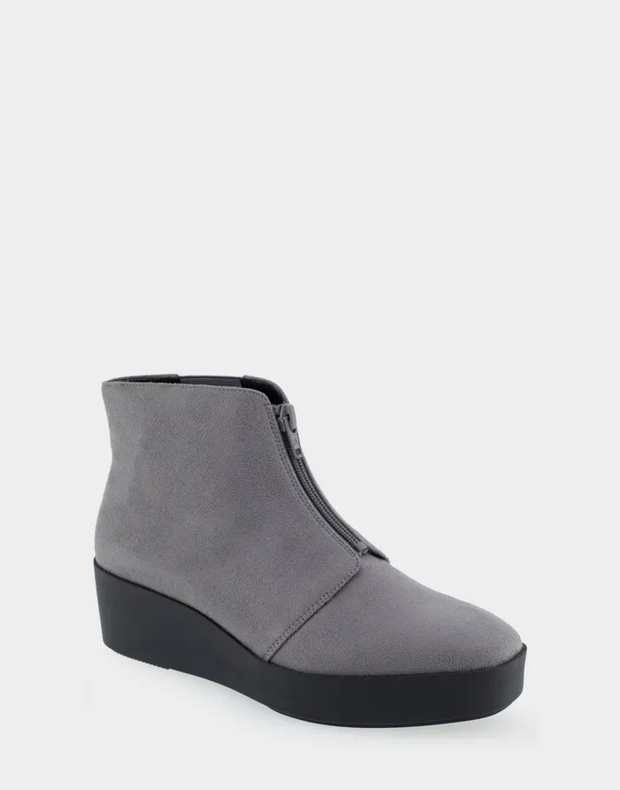 Aerosoles Wedges Comfortable Wedge Heel Ankle Boot In Dark Grey Faux Suede 8211 Women