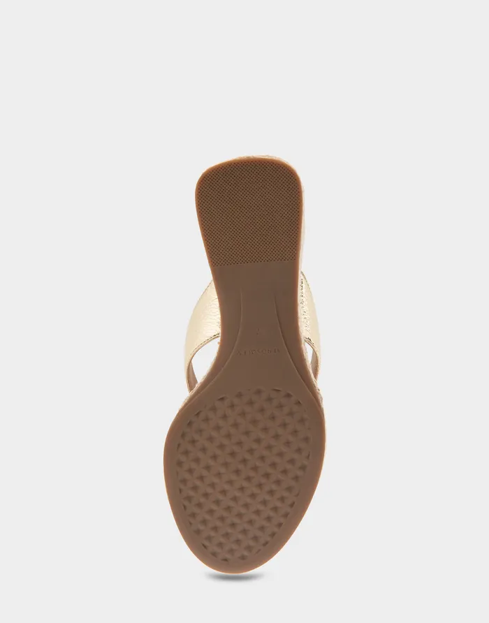 Aerosoles Wedges Comfortable Wedge Thong Sandal In Soft Gold Faux Leather 8211 Women