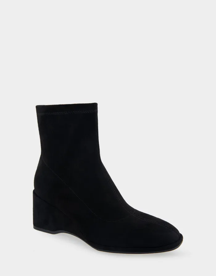 Aerosoles Wide Width Boots Comfortable Stretch Ankle Sculpted Wedge Boot In Black Faux Suede 8211 Women Aerosoles Wide Width Boots Comfortable Stretch Ankle Sculpted Wedge Boot In Black Faux Suede 8211 Women