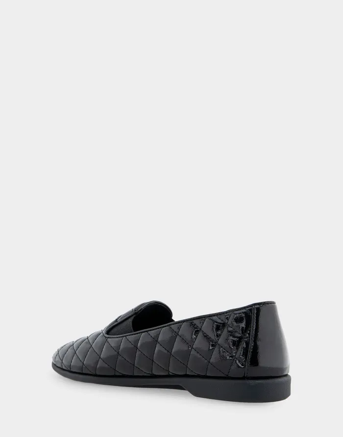 Aerosoles Wide Width Flats Comfortable Slip On Double Gore Loafer In Black Quilted Patent Faux Leather Faux Leather 8211 Women