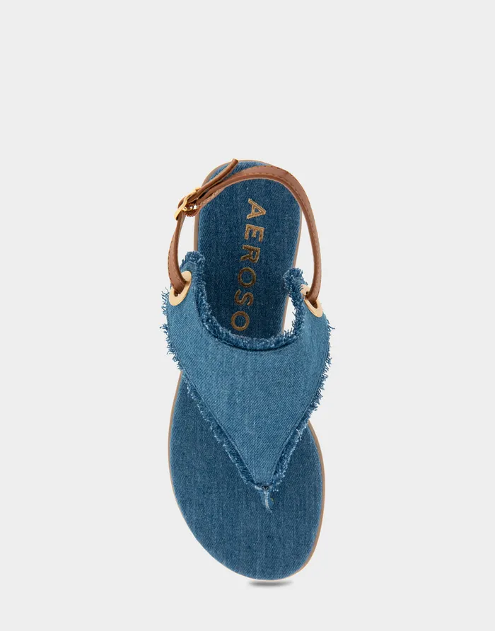 Aerosoles Wide Width Sandals Comfortable Back Strap Thong Sandal In Denim Fabric Denim Fabric 8211 Women