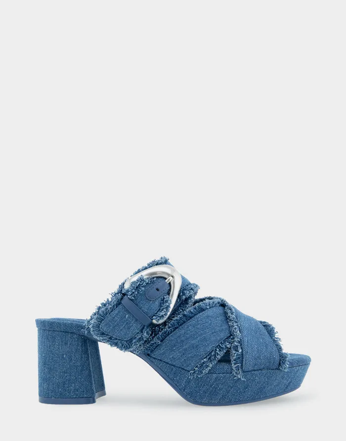Aerosoles Wide Width Sandals Comfortable Crisscross Platform Slide Sandal In Denim Fabric Denim Fabric 8211 Women