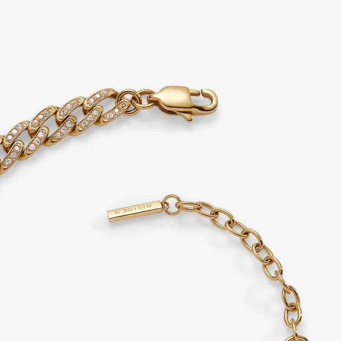 Alex And Ani Bracelets Women Crystal Pave Curb Chain Bracelet Stainless Steel Gold