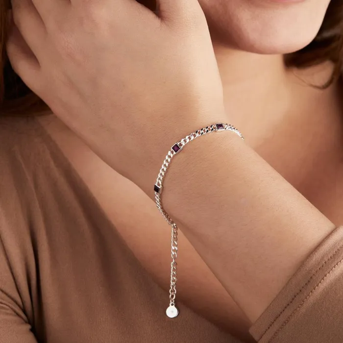 Alex And Ani Bracelets Women February Birthstone Amethyst Curb Chain Bracelet Silver