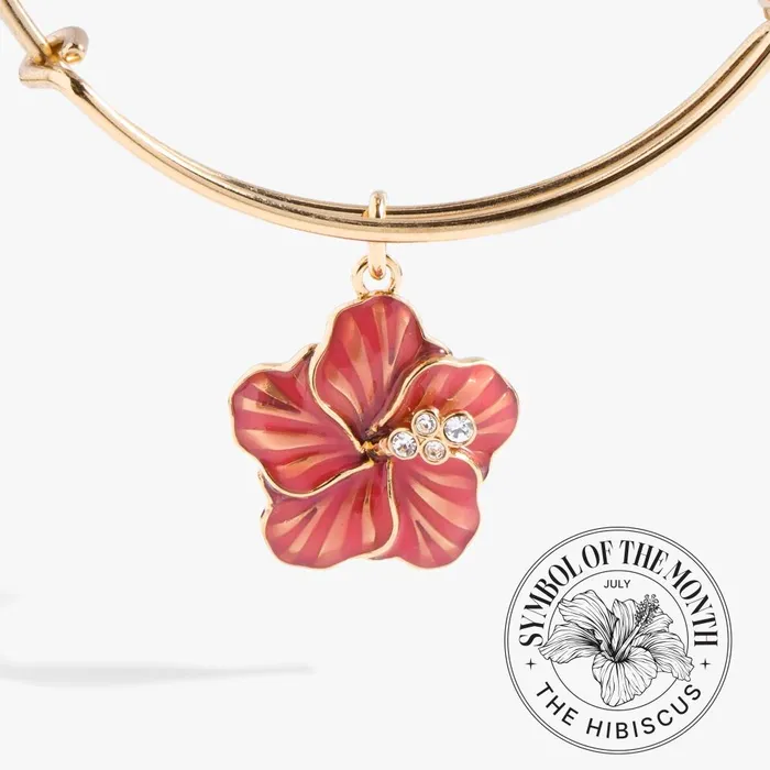 Alex And Ani Bracelets Women Hibiscus Charm Bangle Gold
