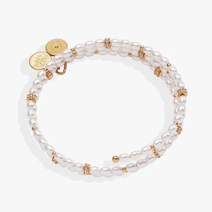 Alex And Ani Bracelets Women Pearl Wrap Bracelet Shiny Gold