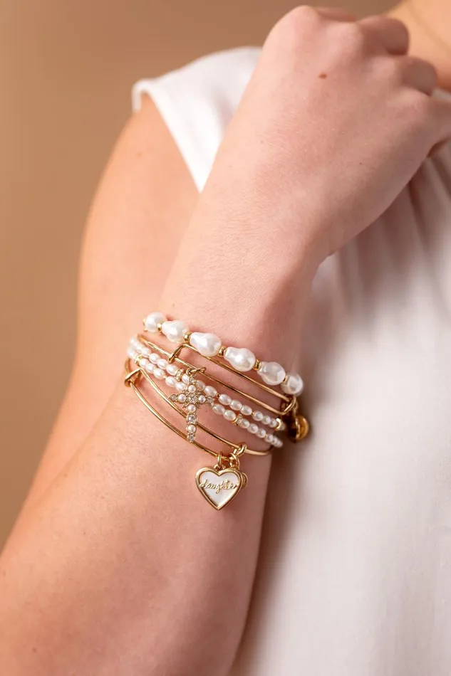 Alex And Ani Bracelets Women Pearl Wrap Bracelet Shiny Gold
