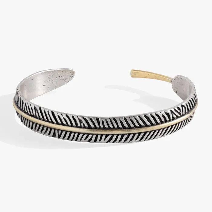 Alex And Ani Bracelets Women TwoTone Feather Cuff Bracelet Two Tone