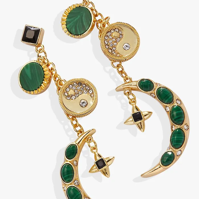 Alex And Ani Earrings Women Malachite Charm Earrings Gold