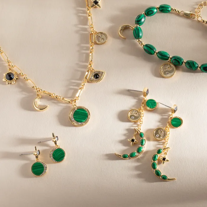 Alex And Ani Earrings Women Malachite Charm Earrings Gold