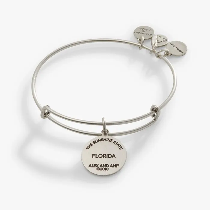 Alex And Ani Iconic Women Florida Charm Bangle Bracelet Rafaelian Silver