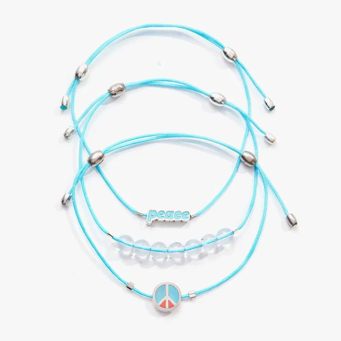 Alex And Ani Jewelry Sets Women Peace Cord Bracelets Set Of 3 Shiny Silver
