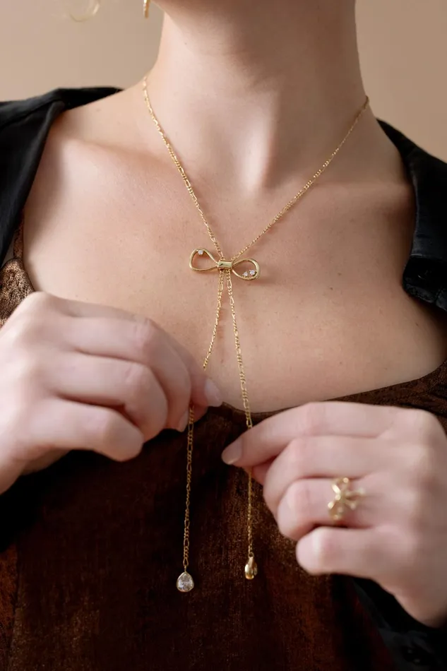 Alex And Ani Necklaces Women Coquette Bow Necklace Shiny Gold