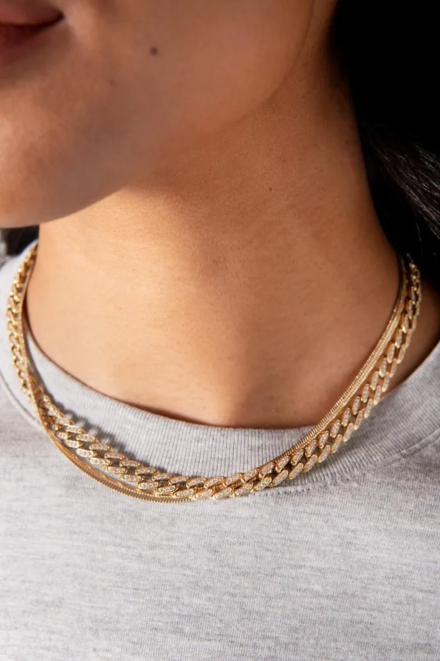 Alex And Ani Necklaces Women Crystal Pave Curb Chain Necklace Stainless Steel Gold