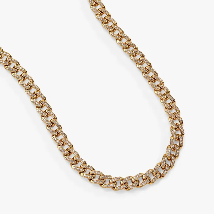 Alex And Ani Necklaces Women Crystal Pave Curb Chain Necklace Stainless Steel Gold