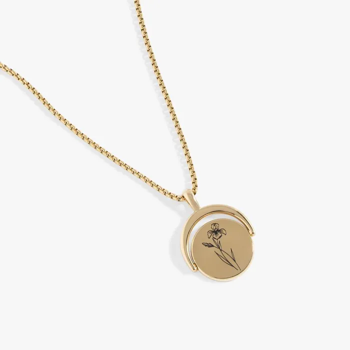 Alex And Ani Necklaces Women February Birthstone And Flower Flip Charm Necklace Stainless Steel Gold