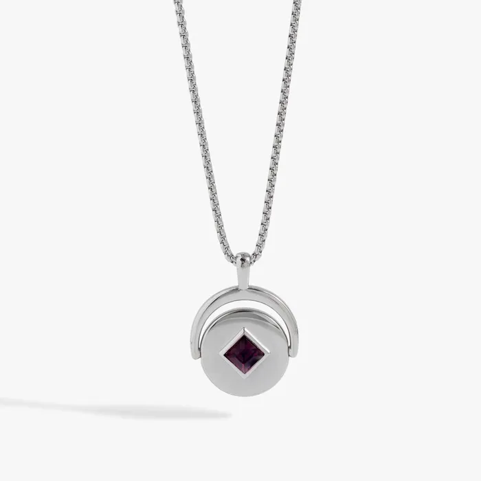 Alex And Ani Necklaces Women February Birthstone And Flower Flip Charm Necklace Stainless Steel Gold