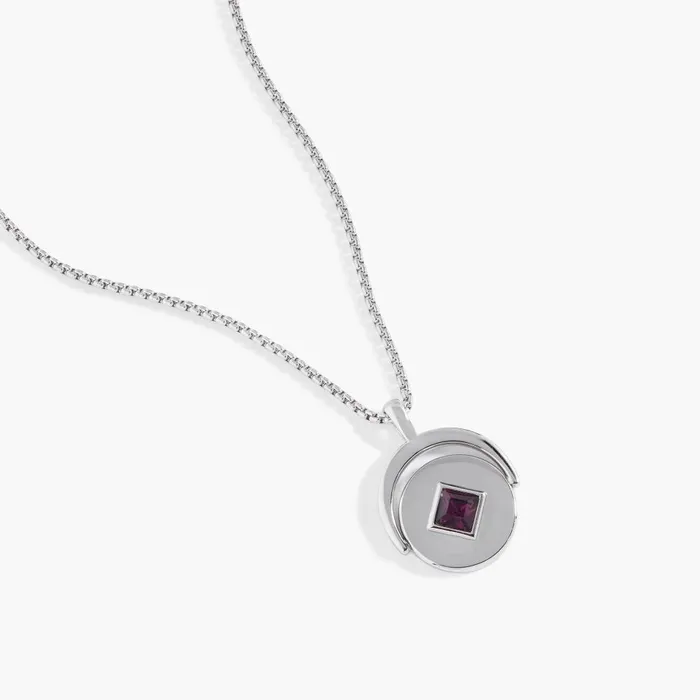 Alex And Ani Necklaces Women February Birthstone And Flower Flip Charm Necklace Stainless Steel Gold