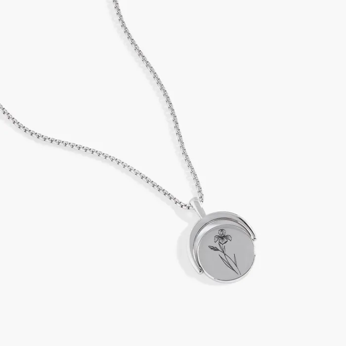 Alex And Ani Necklaces Women February Birthstone And Flower Flip Charm Necklace Stainless Steel Gold