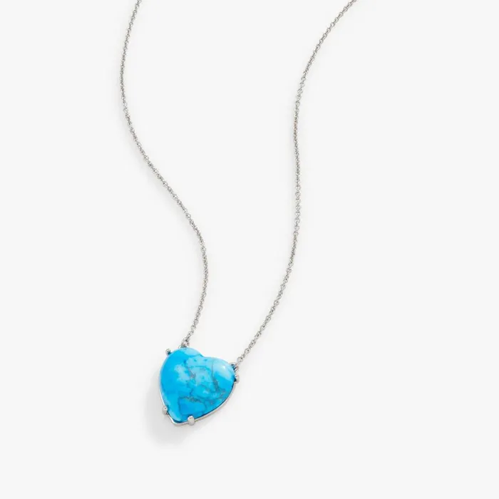 Alex And Ani Necklaces Women Gemstone Heart Necklace Reconstituted Turquoise Silver