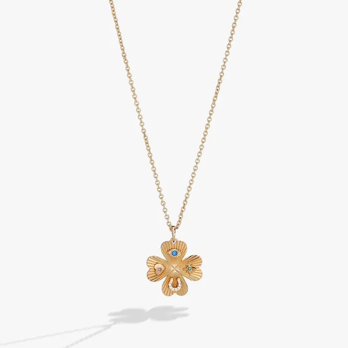 Alex And Ani Necklaces Women Lucky Four Leaf Clover Adjustable Necklace Gold