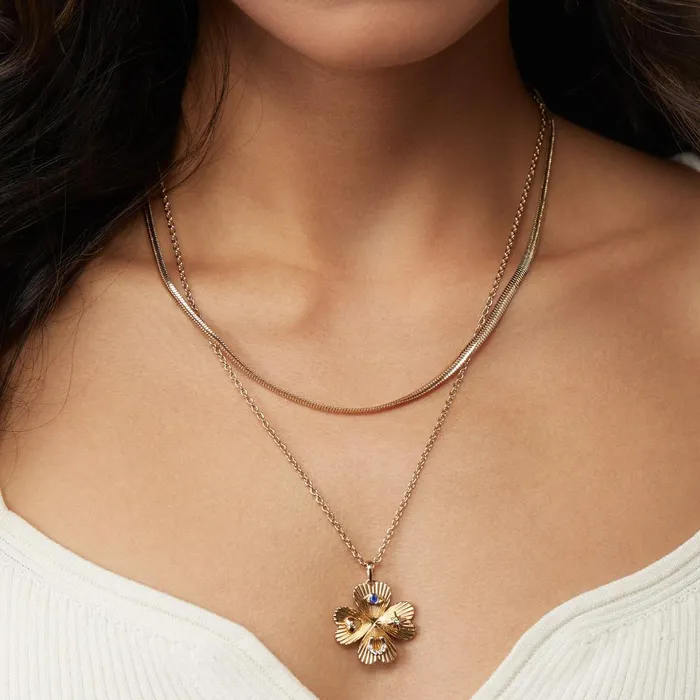 Alex And Ani Necklaces Women Lucky Four Leaf Clover Adjustable Necklace Gold