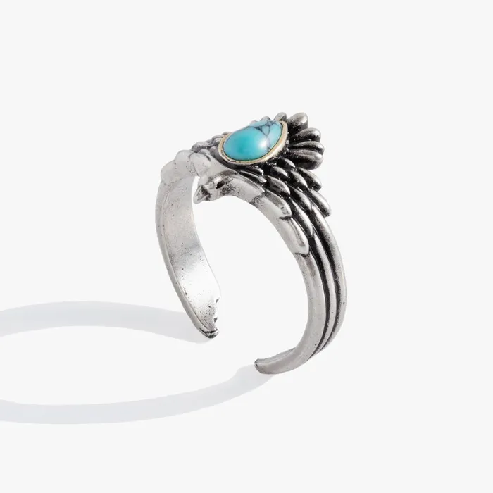 Alex And Ani Rings Women Turquoise Eagle Cuff Ring Two Tone