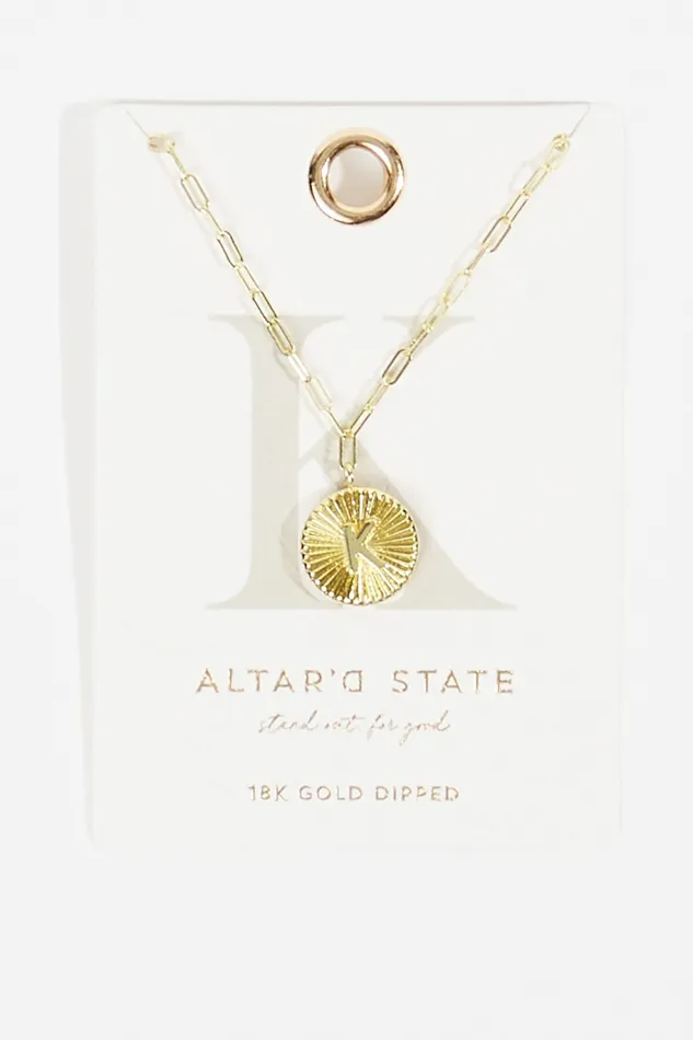 Altar8217d State 18K Gold Paperclip Burst Monogram Pendant Necklace 8211 K Women Jewelry