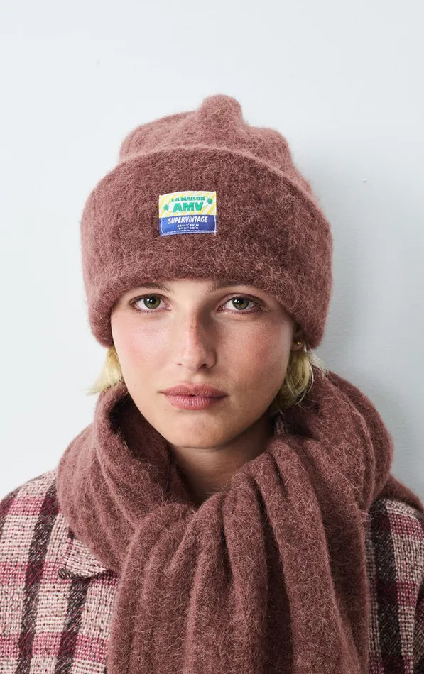 American Vintage Beanies and Caps WomenMen Beanie Vitow Choco Black Melange