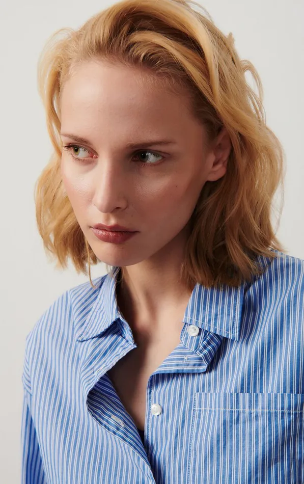 American Vintage Shirts Women Shirt Zatybay Aqua Stripes American Vintage Shirts Women Shirt Zatybay Aqua Stripes