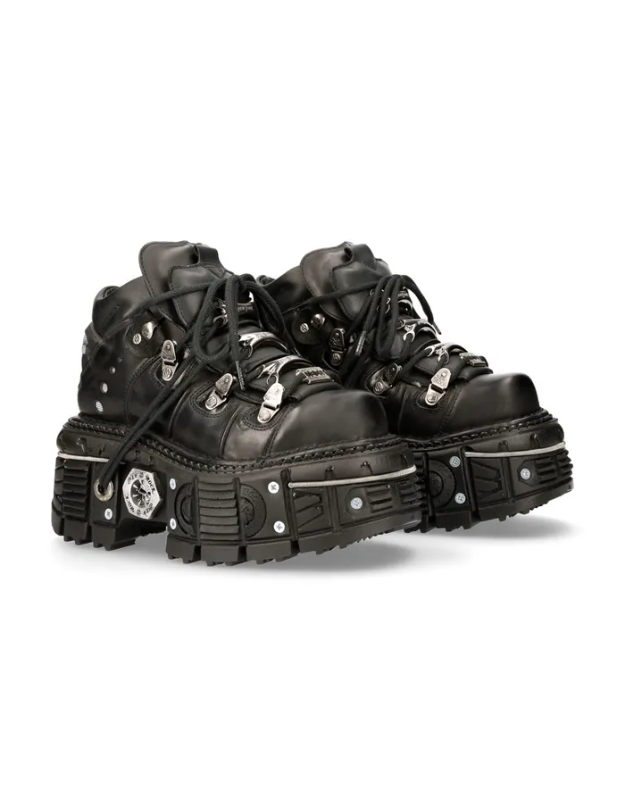 Ankle Boot Black Imperfect With Laces MTank006cS1 WomenMen New Rock Booties