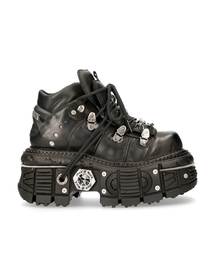 Ankle Boot Black Imperfect With Laces MTank006cS1 WomenMen New Rock Booties