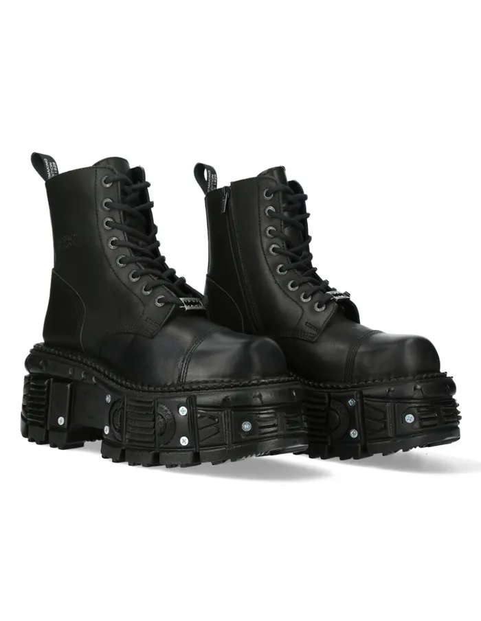 Ankle Boot Black Imperfect With Laces MTank083C1 WomenMen New Rock Boots