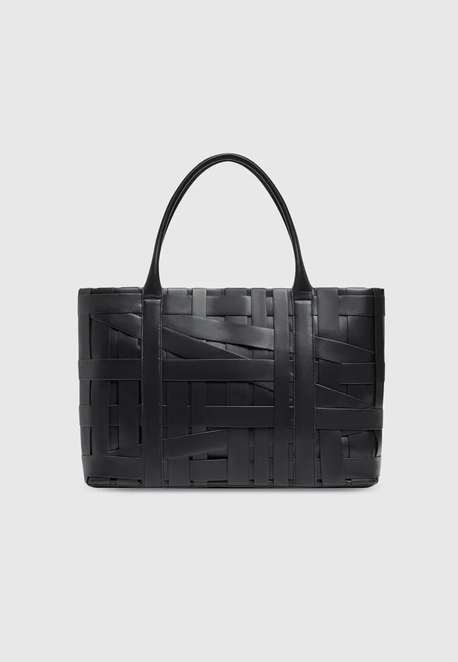 Bags Women Manire De Voir Leather Woven Tote Bag Black