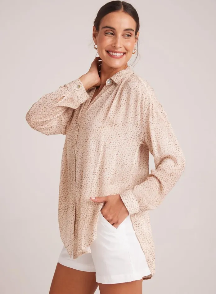 Bella Dahl Button Down Flowy Shirt 8211 Salvador Sand Print 8211 Women Bella Dahl Button Down Flowy Shirt 8211 Salvador Sand Print 8211 Women