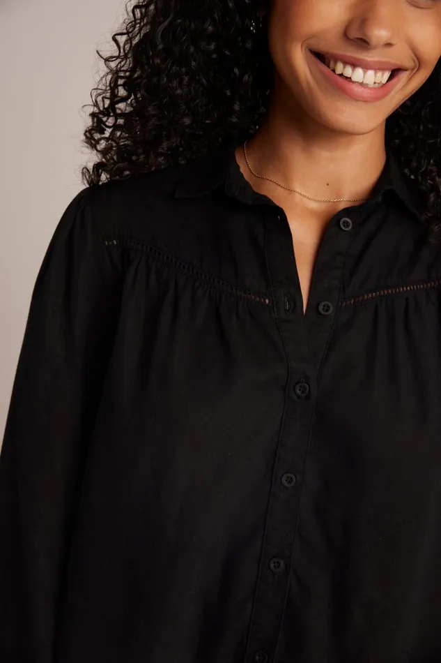 Bella Dahl Long Sleeve Ladder Trim Long Sleeve Shirt 8211 Black 8211 Women Bella Dahl Long Sleeve Ladder Trim Long Sleeve Shirt 8211 Black 8211 Women