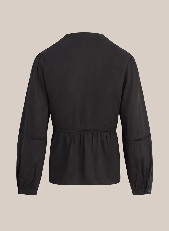Bella Dahl Long Sleeve Ladder Trim Peplum Top 8211 Black 8211 Women Bella Dahl Long Sleeve Ladder Trim Peplum Top 8211 Black 8211 Women
