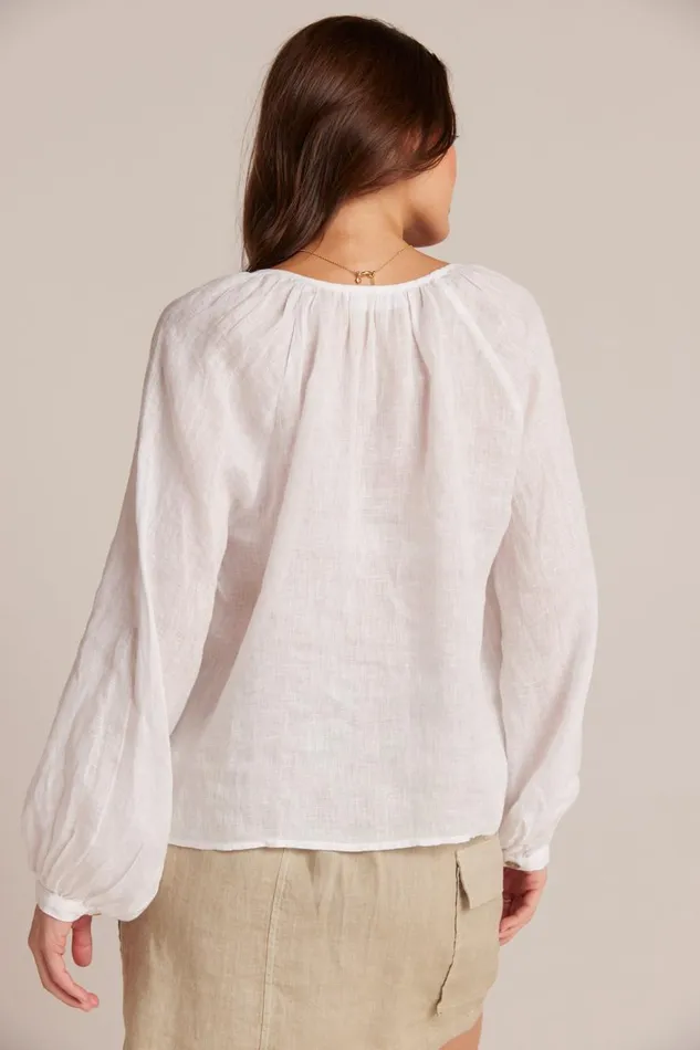 Bella Dahl Long Sleeve Shirred Linen Raglan Blouse 8211 White 8211 Women Bella Dahl Long Sleeve Shirred Linen Raglan Blouse 8211 White 8211 Women