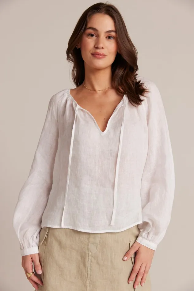 Bella Dahl Long Sleeve Shirred Linen Raglan Blouse 8211 White 8211 Women Bella Dahl Long Sleeve Shirred Linen Raglan Blouse 8211 White 8211 Women