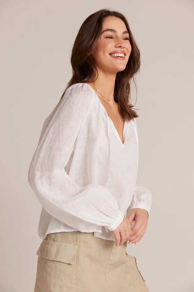 Bella Dahl Long Sleeve Shirred Linen Raglan Blouse 8211 White 8211 Women Bella Dahl Long Sleeve Shirred Linen Raglan Blouse 8211 White 8211 Women