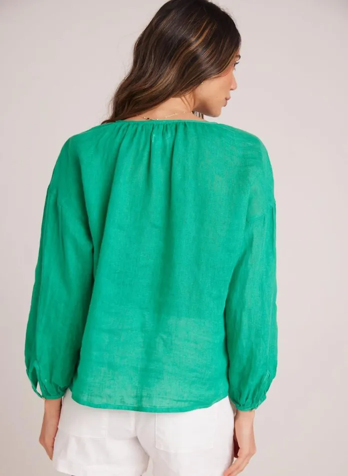 Bella Dahl Long Sleeve Shirred Neck Blouse 8211 Tropical Green 8211 Women Bella Dahl Long Sleeve Shirred Neck Blouse 8211 Tropical Green 8211 Women