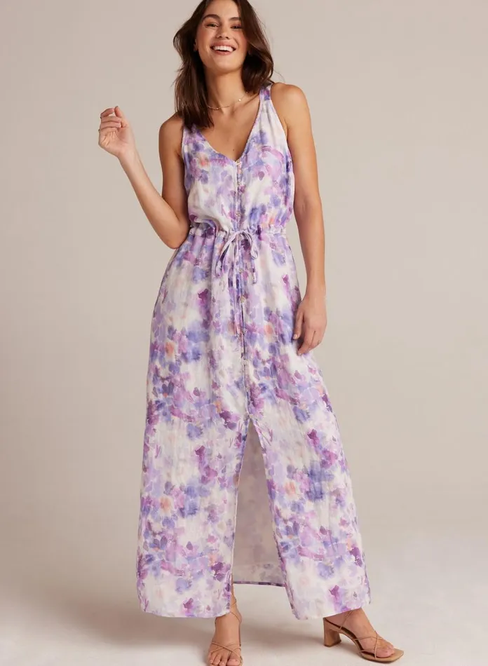 Bella Dahl Maxi Dresses Linen Button Front Dress 8211 Iris Floral Print 8211 Women
