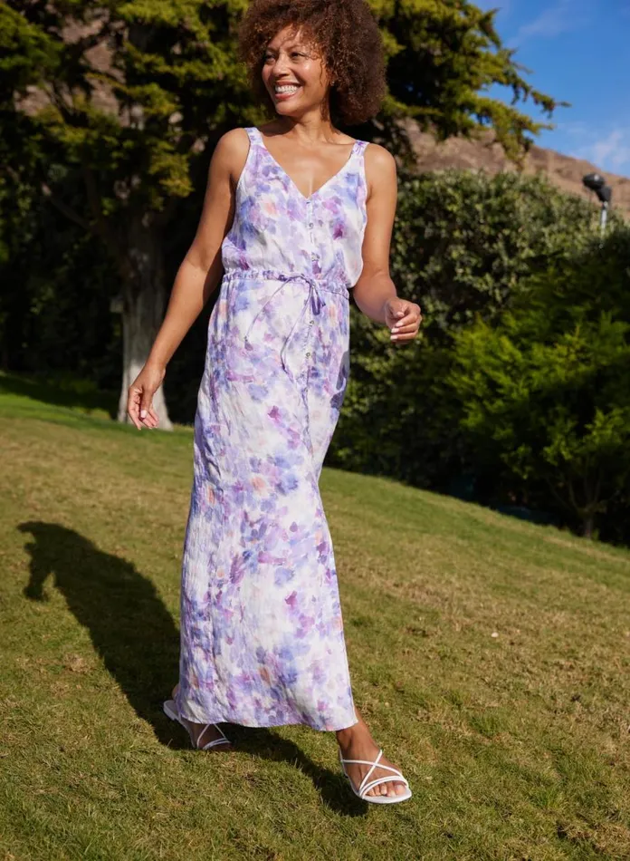 Bella Dahl Maxi Dresses Linen Button Front Dress 8211 Iris Floral Print 8211 Women Bella Dahl Maxi Dresses Linen Button Front Dress 8211 Iris Floral Print 8211 Women