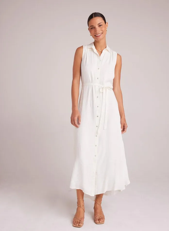 Bella Dahl Maxi Dresses Sleeveless Shirred Maxi Dress 8211 Off White 8211 Women