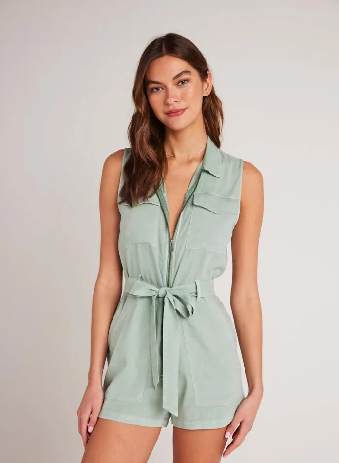 Bella Dahl Rompers and Jumpsuits Zip Front Romper 8211 Oasis Green 8211 Women Bella Dahl Rompers and Jumpsuits Zip Front Romper 8211 Oasis Green 8211 Women